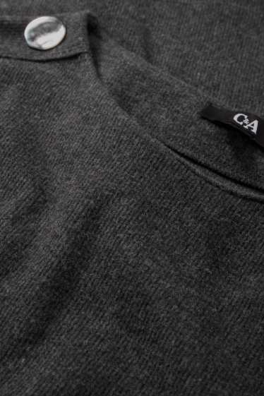 Femei - Bluză de molton - reiată - gri închis