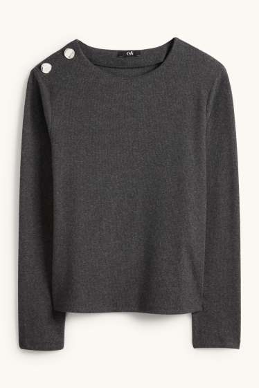 Femei - Bluză de molton - reiată - gri închis