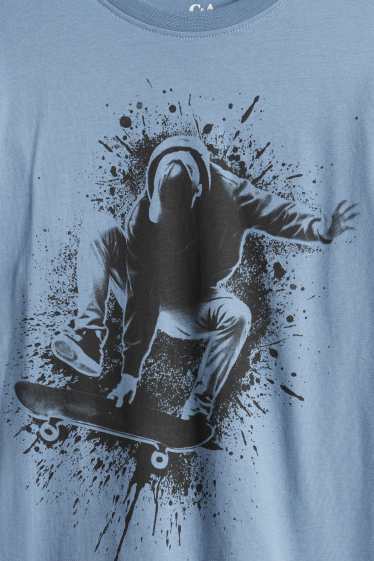 Kinderen: jongens - Set van 3 - skater en gaming - longsleeve - beige / blauw