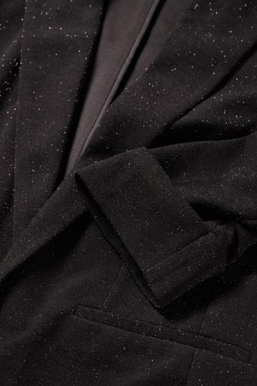 Femmes - Blazer - regular fit - effet brillant - noir