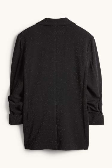 Femmes - Blazer - regular fit - effet brillant - noir