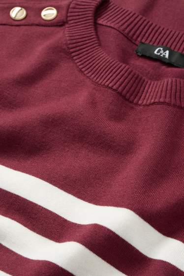 Women - Jumper - striped - bordeaux / white