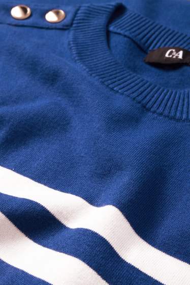 Damen - Pullover - gestreift - blau / weiss