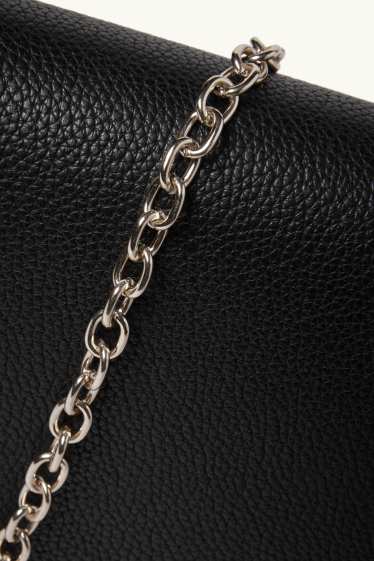 Damen - Umhängetasche mit abnehmbarem Taschengurt - Lederimitat - schwarz