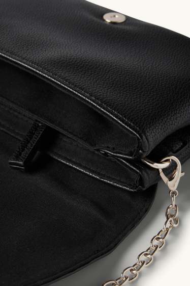 Damen - Umhängetasche mit abnehmbarem Taschengurt - Lederimitat - schwarz