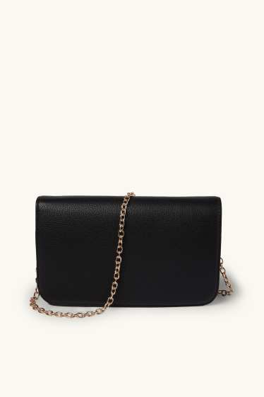 Damen - Umhängetasche mit abnehmbarem Taschengurt - Lederimitat - schwarz