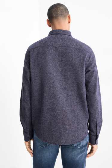 Hommes - Chemise en flanelle - regular Fit - col Kent - bleu foncé