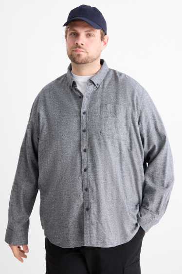 Men - Shirt - regular fit - button-down collar - dark blue-melange