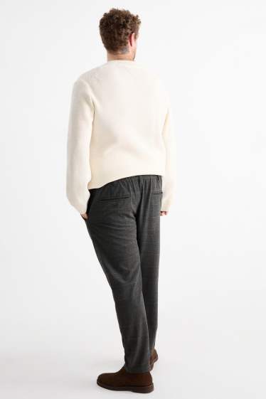 Men - Chinos - tapered fit - check - dark gray