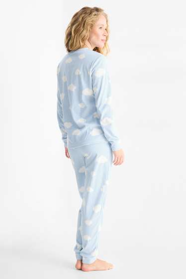 Damen - Fleece-Pyjama - hellblau