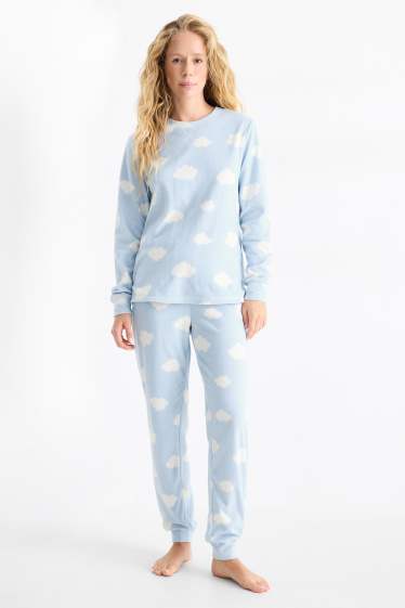 Damen - Fleece-Pyjama - hellblau