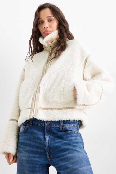 Femmes - Blouson en peluche - blanc crème