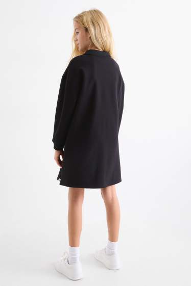 Enfants filles - Mercredi - robe en molleton - effet brillant - noir