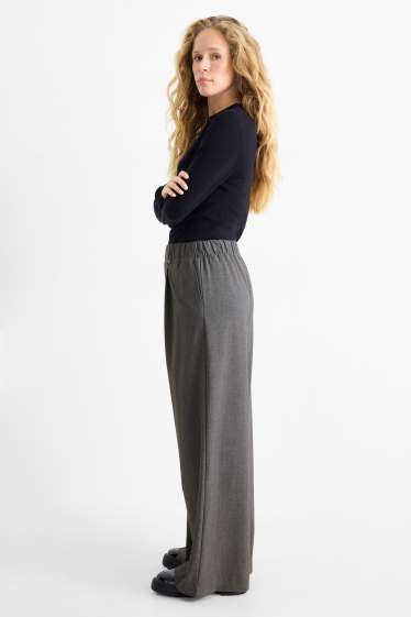 Femei - Pantaloni de stofă - talie medie - tapered fit - gri