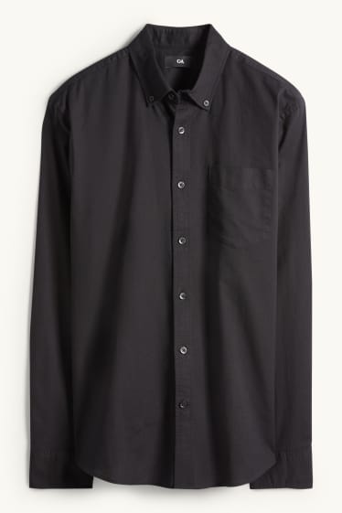 Herren - Hemd - Regular Fit - Button-down - schwarz