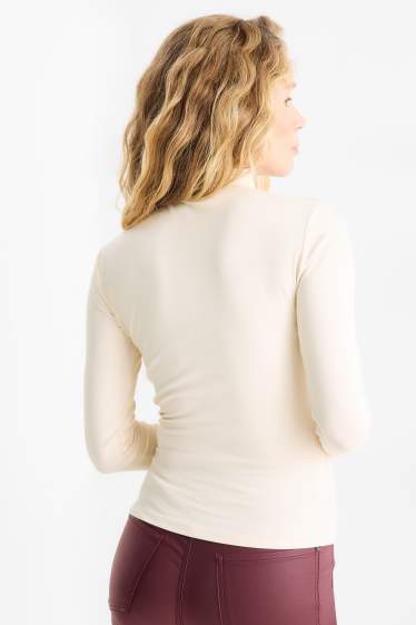 Dames - Longsleeve - regular fit - glanseffect - crème wit