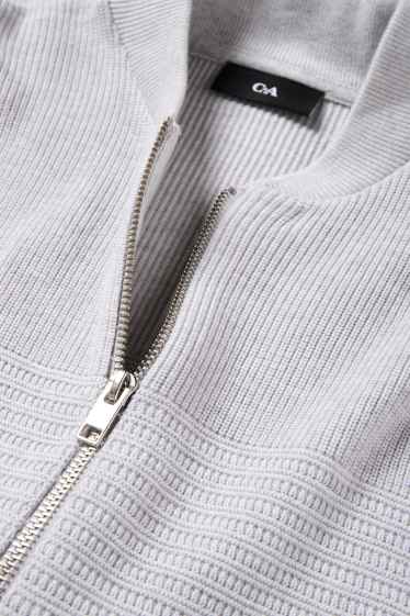 Heren - Gebreid vest - ribstof - met structuur - grijs