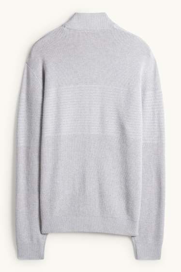 Heren - Gebreid vest - ribstof - met structuur - grijs