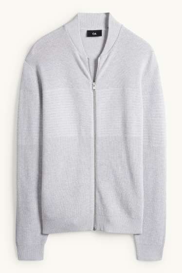 Heren - Gebreid vest - ribstof - met structuur - grijs