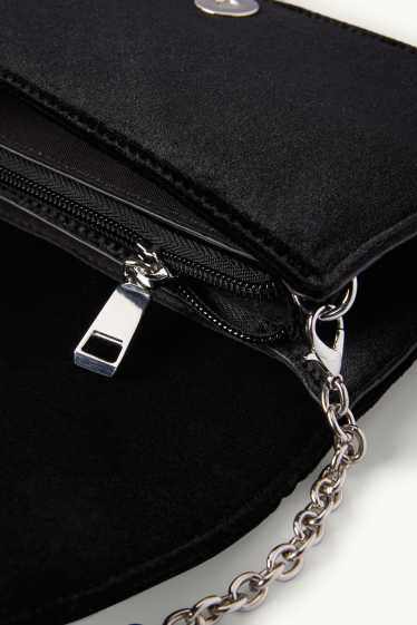 Dames - Fluwelen schoudertas met afneembare draagriem - zwart