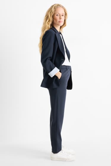 Women - Cloth trousers - high waist - tapered fit - dark blue