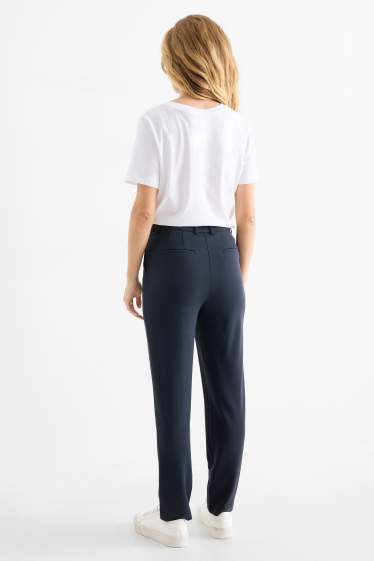 Women - Cloth trousers - high waist - tapered fit - dark blue