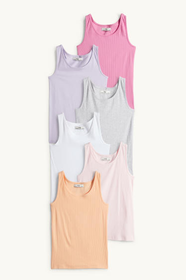 Enfants filles - Lot de 6 - maillots de corps - gris / rose