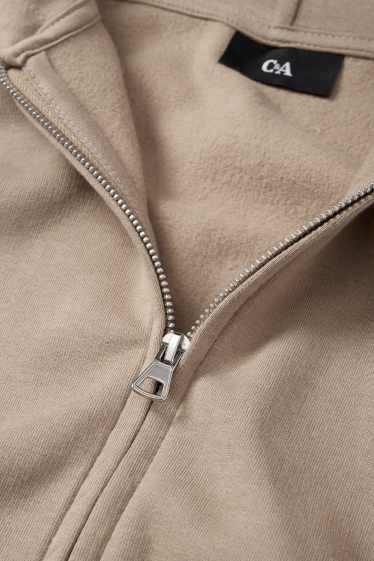 Hommes - Sweat zippé à capuche - taupe