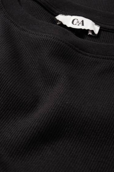 Women - Cropped long sleeve top - slim fit - ribbed - black