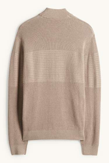 Heren - Gebreid vest - ribstof - met structuur - taupe