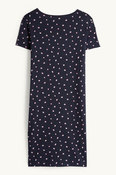 Donna - Camicia da notte - a fiori - blu scuro