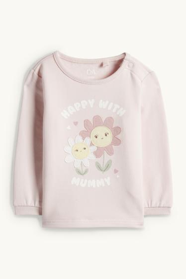 Miminka - dívky - Květiny - pyžamo pro miminka - 2dílné - růžová