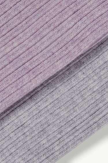 Enfants filles - Lot de 2 paires - collants - finition côtelée - violet clair