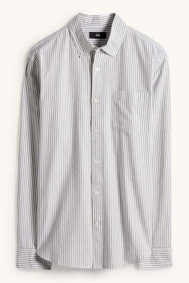 Hommes - Chemise - regular fit - col button-down - à rayures - vert / blanc crème