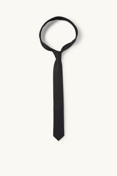 Kinder Buben - Krawatte - gerippt - schwarz