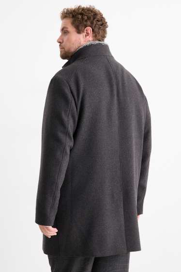 Mężczyźni - Płaszcz z obszyciem ze sztucznego futra - ciemnoszary
