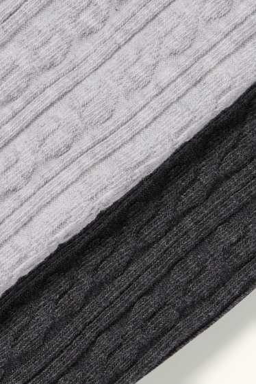 Enfants filles - Lot de 2 paires - collants - motif tressé - gris foncé / gris clair