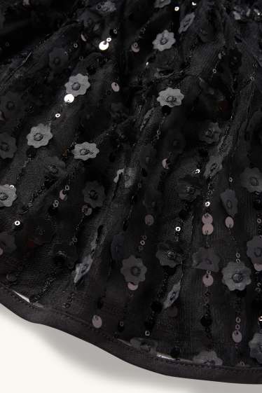 Bambine - Fiore - set - vestito e calzamaglia - 2 pezzi - nero