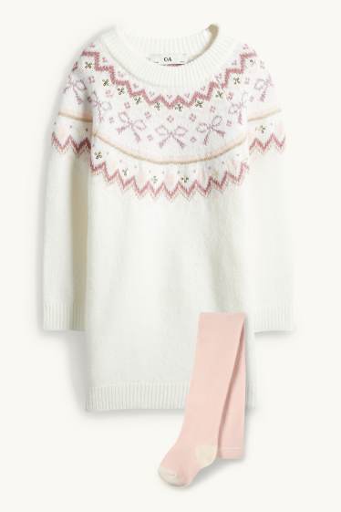 Nena - Llaç - conjunt - vestit de punt i lleotards - 2 peces - blanc trencat
