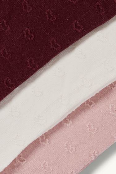 Baby Girls - Multipack of 3 - heart - baby tights - dark red