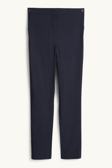 Femei - Pantaloni de stofă - talie medie - tapered fit - albastru închis