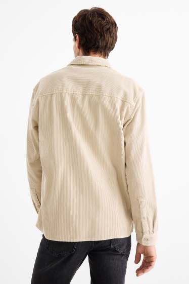 Hommes - Chemise en velours côtelé - relaxed fit - col kent - beige