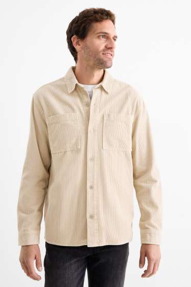Hommes - Chemise en velours côtelé - relaxed fit - col kent - beige
