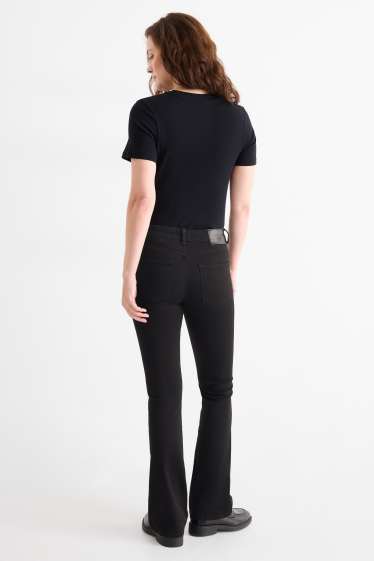 Damen - Bootcut Jeans - Mid Waist - schwarz