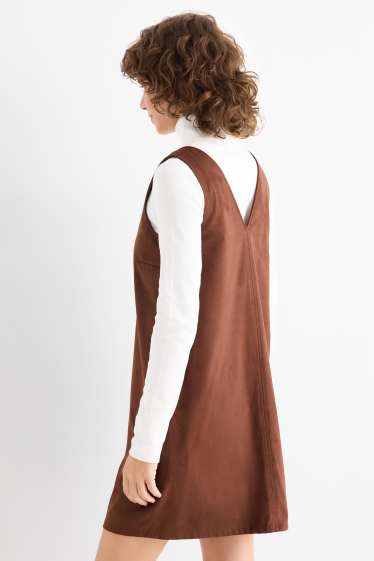 Femei - Rochie - straight fit - imitație de piele întoarsă - maro