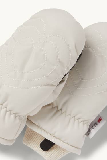 Kinder Mädchen - Herz - Fäustlinge - gefüttert - cremeweiß