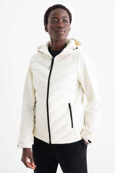 Women - Technical thermal jacket with hood - water-repellent - cremewhite