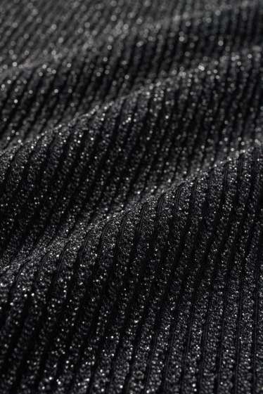 Women - Bodycon dress - ribbed - shiny - black