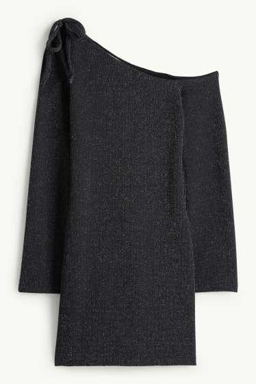 Women - Bodycon dress - ribbed - shiny - black