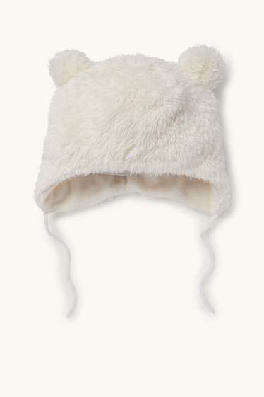 Unisexe - Bonnet en imitation fourrure pour bébé - blanc